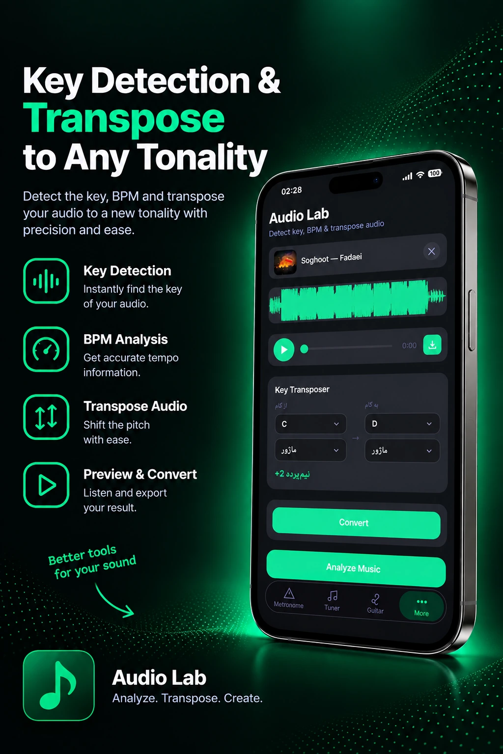 Audio Lab: تشخیص گام و تغییر تونالیته آهنگ